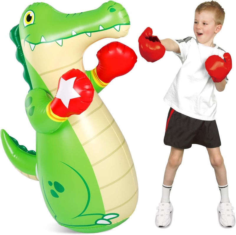 HOLYFUN 47" Kids Punching Bag, Inflatable Boxing Bag, Bounce Back Toy for Boys and Girls Ages 3+, Indoor and Outdoor Play - Image 1